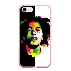 Чехол iPhone 7/8 матовый Bob Marley: Colors, цвет: 3D-светло-розовый