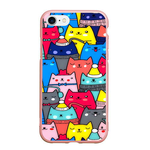 Чехол iPhone 7/8 матовый Отряд котиков / 3D-Светло-розовый – фото 1