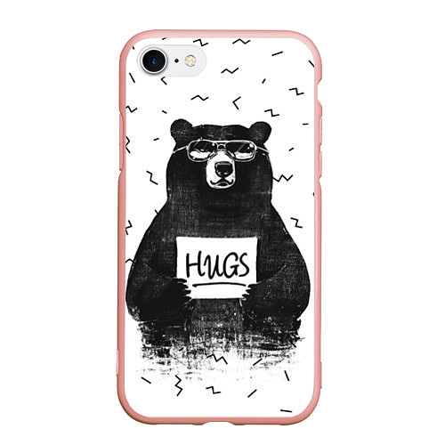 Чехол iPhone 7/8 матовый Bear Hugs / 3D-Светло-розовый – фото 1