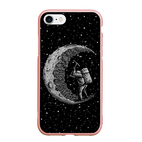 Чехол iPhone 7/8 матовый Лунный шахтер / 3D-Светло-розовый – фото 1