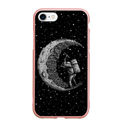 Чехол iPhone 7/8 матовый Лунный шахтер, цвет: 3D-светло-розовый