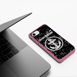 Чехол iPhone 7/8 матовый Служу России: ВМФ, цвет: 3D-малиновый — фото 2