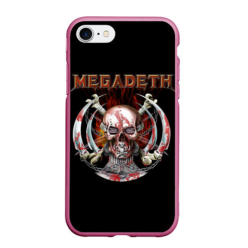 Чехол iPhone 7/8 матовый Megadeth: Skull in chains / 3D-Малиновый – фото 1