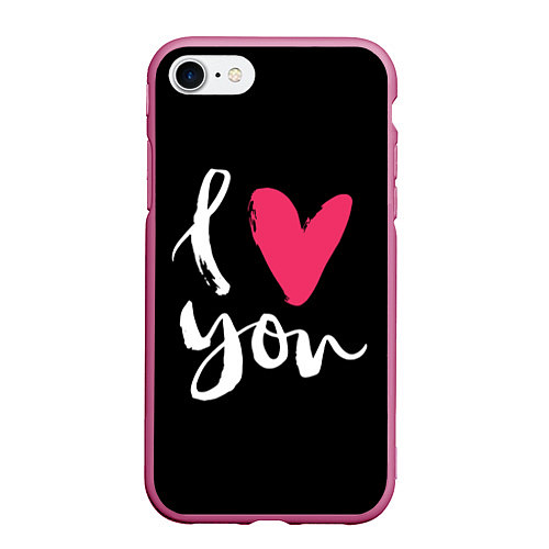 Чехол iPhone 7/8 матовый Valentines Day, I Iove you / 3D-Малиновый – фото 1