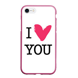 Чехол iPhone 7/8 матовый I Iove you, цвет: 3D-малиновый