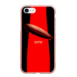 Чехол iPhone 7/8 матовый Led Zeppelin: Red line, цвет: 3D-светло-розовый