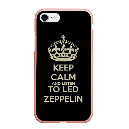 Чехол iPhone 7/8 матовый Keep Calm & Led Zeppelin / 3D-Светло-розовый – фото 1