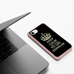 Чехол iPhone 7/8 матовый Keep Calm & Led Zeppelin, цвет: 3D-светло-розовый — фото 2