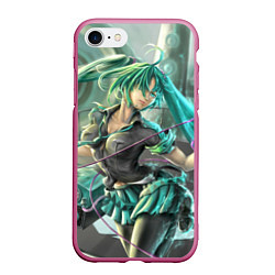 Чехол iPhone 7/8 матовый Hatsune Miku, цвет: 3D-малиновый