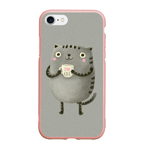 Чехол iPhone 7/8 матовый Cat Love Kill / 3D-Светло-розовый – фото 1