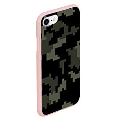 Чехол iPhone 7/8 матовый Камуфляж пиксельный: черный/серый, цвет: 3D-светло-розовый — фото 2