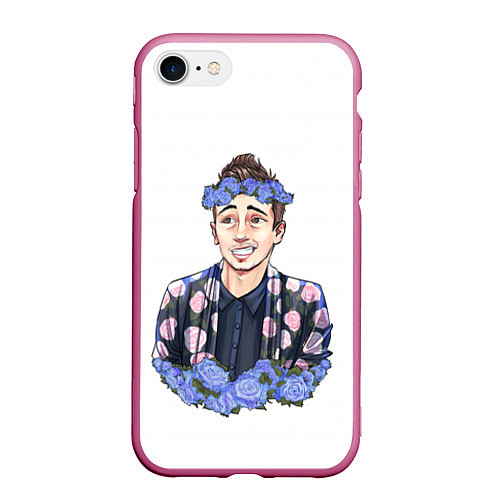 Чехол iPhone 7/8 матовый Twenty One Pilots: Blue Guy / 3D-Малиновый – фото 1