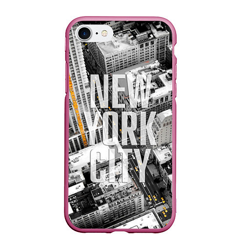 Чехол iPhone 7/8 матовый New York City / 3D-Малиновый – фото 1