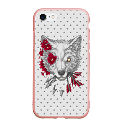 Чехол iPhone 7/8 матовый Волчья ярость, цвет: 3D-светло-розовый