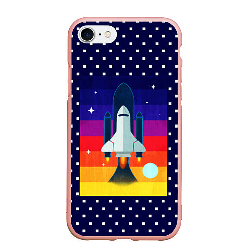 Чехол iPhone 7/8 матовый Запуск ракеты / 3D-Светло-розовый – фото 1