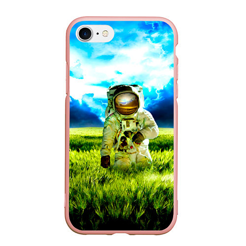 Чехол iPhone 7/8 матовый Первый на Земле / 3D-Светло-розовый – фото 1