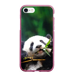 Чехол iPhone 7/8 матовый Панда на ветке, цвет: 3D-малиновый