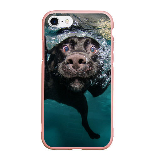 Чехол iPhone 7/8 матовый Пес дайвер / 3D-Светло-розовый – фото 1