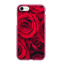 Чехол iPhone 7/8 матовый Паттерн из роз, цвет: 3D-малиновый