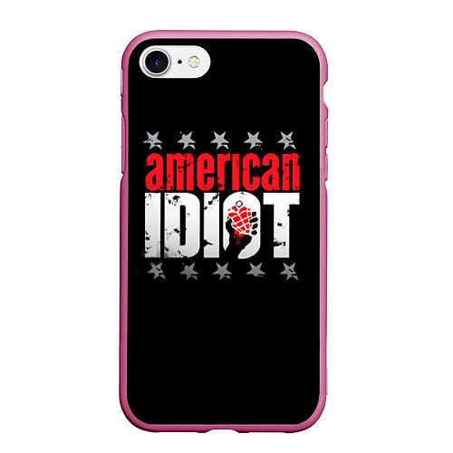 Чехол iPhone 7/8 матовый Green Day: American idiot / 3D-Малиновый – фото 1