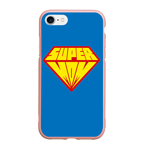 Чехол iPhone 7/8 матовый Супермама / 3D-Светло-розовый – фото 1
