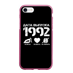 Чехол iPhone 7/8 матовый Дата выпуска 1992, цвет: 3D-малиновый