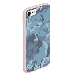 Чехол iPhone 7/8 матовый Камуфляж: голубой/синий, цвет: 3D-светло-розовый — фото 2