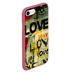 Чехол iPhone 7/8 матовый Love letter, цвет: 3D-малиновый — фото 2