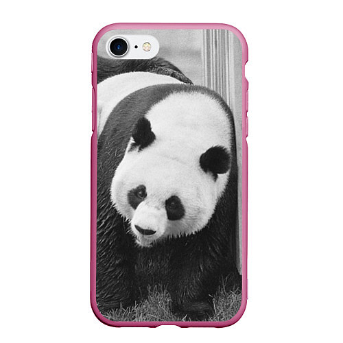 Чехол iPhone 7/8 матовый Большая панда / 3D-Малиновый – фото 1