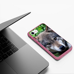 Чехол iPhone 7/8 матовый Дикий хищник, цвет: 3D-малиновый — фото 2