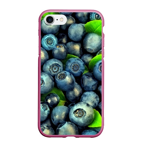 Чехол iPhone 7/8 матовый Голубика / 3D-Малиновый – фото 1