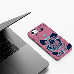 Чехол iPhone 7/8 матовый Череп, цвет: 3D-малиновый — фото 2