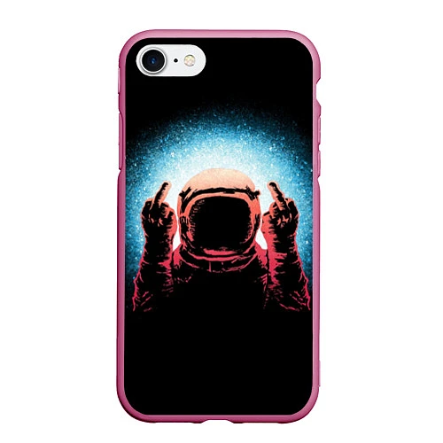 Чехол iPhone 7/8 матовый Spaceman / 3D-Малиновый – фото 1