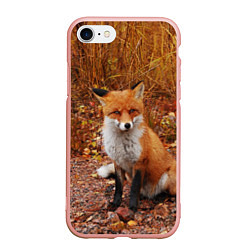 Чехол iPhone 7/8 матовый Осенняя лиса, цвет: 3D-светло-розовый