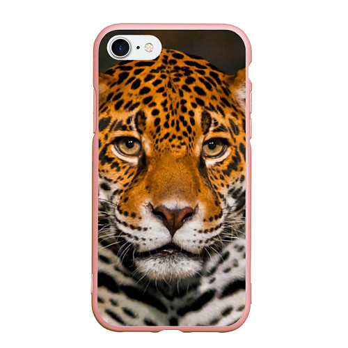 Чехол iPhone 7/8 матовый Взгляд ягуара / 3D-Светло-розовый – фото 1