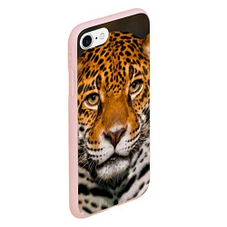 Чехол iPhone 7/8 матовый Взгляд ягуара, цвет: 3D-светло-розовый — фото 2