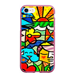 Чехол iPhone 7/8 матовый Картинка-мозаика, цвет: 3D-малиновый