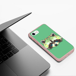Чехол iPhone 7/8 матовый Геометрический енот, цвет: 3D-светло-розовый — фото 2