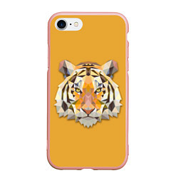 Чехол iPhone 7/8 матовый Геометрический тигр, цвет: 3D-светло-розовый