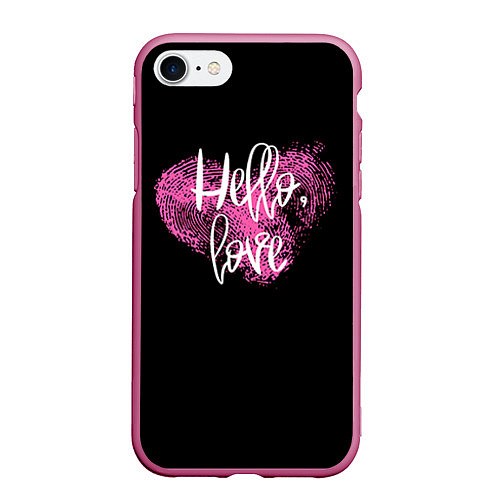 Чехол iPhone 7/8 матовый Hello Love! / 3D-Малиновый – фото 1