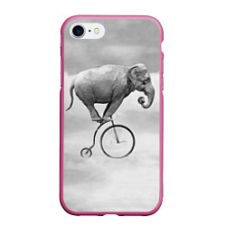 Чехол iPhone 7/8 матовый Hipster Bike, цвет: 3D-малиновый