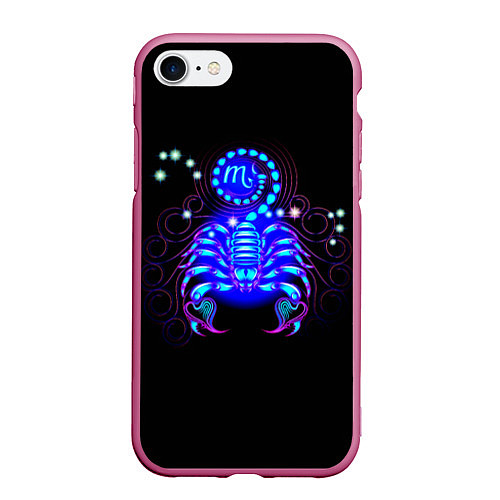 Чехол iPhone 7/8 матовый Космический Скорпион / 3D-Малиновый – фото 1