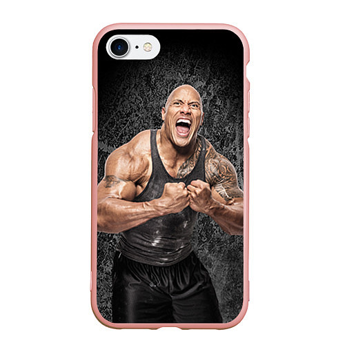 Чехол iPhone 7/8 матовый Dwayne Johnson / 3D-Светло-розовый – фото 1