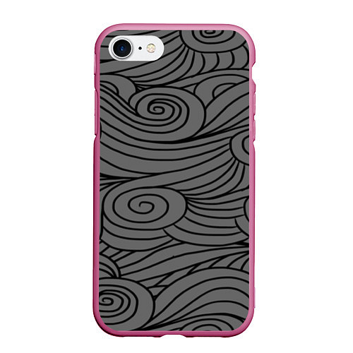 Чехол iPhone 7/8 матовый Gray pattern / 3D-Малиновый – фото 1