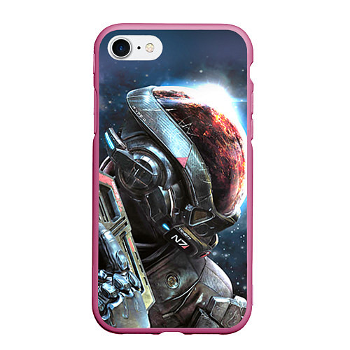 Чехол iPhone 7/8 матовый Mass Effect: Andromeda / 3D-Малиновый – фото 1