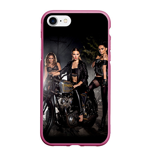 Чехол iPhone 7/8 матовый Power Plant Motorcycles / 3D-Малиновый – фото 1