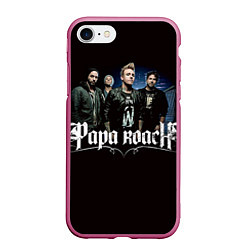 Чехол iPhone 7/8 матовый Paparoach: Black style, цвет: 3D-малиновый