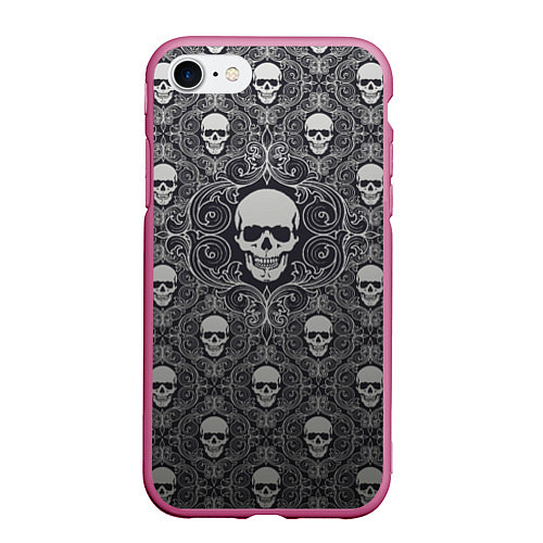 Чехол iPhone 7/8 матовый Black Milk: Skulls / 3D-Малиновый – фото 1