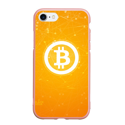 Чехол iPhone 7/8 матовый Bitcoin Orange / 3D-Светло-розовый – фото 1