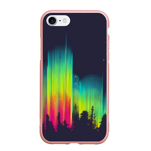 Чехол iPhone 7/8 матовый Северное сияние / 3D-Светло-розовый – фото 1